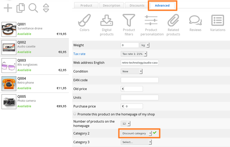 Discount example step 3